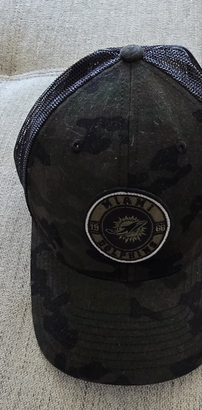 Miami Dolphins NFL Team Apparel Camo Trucker Cap One Size Military Style